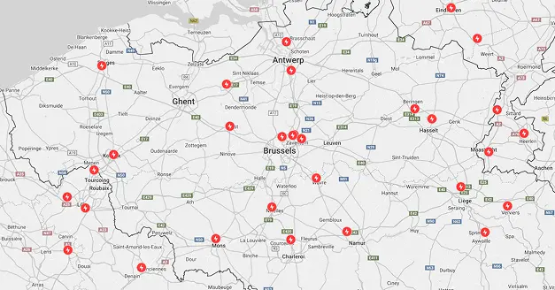 Tesla Supercharger Station in Belgium